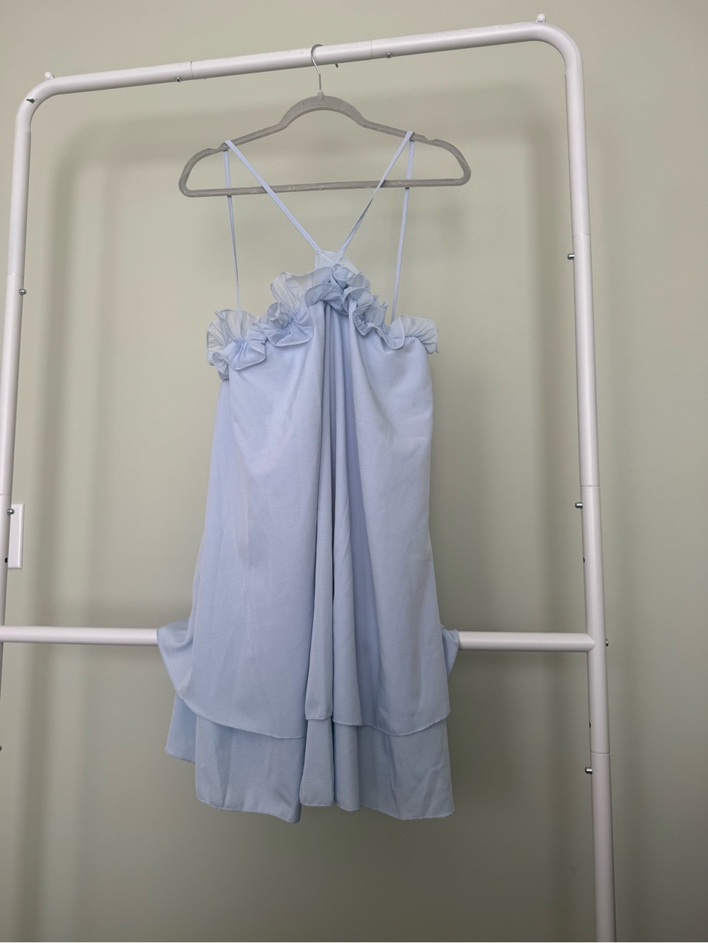 SHEIN Light Blue Ruffle Mini Dress